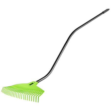 Foliage rake, plastic head, metal, ergonomic handle