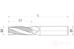 Threaded milling cutter (ISO), internal coolant supply, MMIG series, M10x0.75 mm