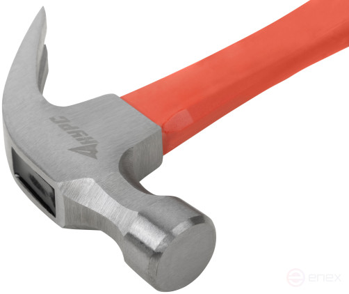 Молоток-гвоздодер, фиберглассовая усиленная ручка 27 мм, 450 гр.