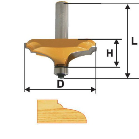 Horizontal figureline milling cutter F63.5X19 mm, shank 12 mm, art. 46573