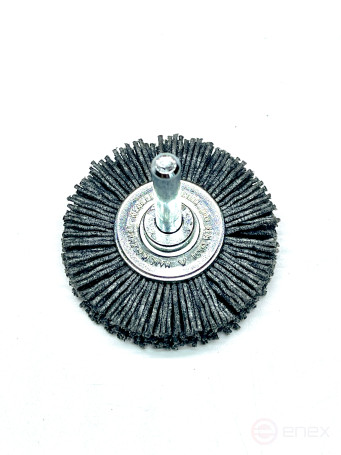 Cylindrical corrugated brush, D70*10 mm, shank 6 mm, nylon abrasive SIC K 120/1,10 mm