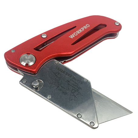 Universal Folding Aluminum Knife with Interchangeable Blades WP211003 WORKPRO