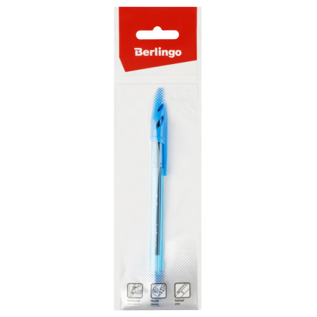Berlingo "Tribase Sky" ballpoint pen, light blue, 0.7 mm, package, European weight