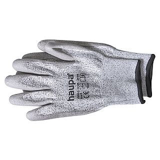 Gloves with polyurethane coating, 3 degree of protection, size 10, gray