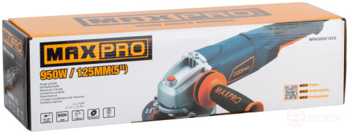 MAX-PRO Angle grinder 950 W; 11000 rpm; quick-release casing 125mm; long; anti-vibration handle; 2.3 kg; box.