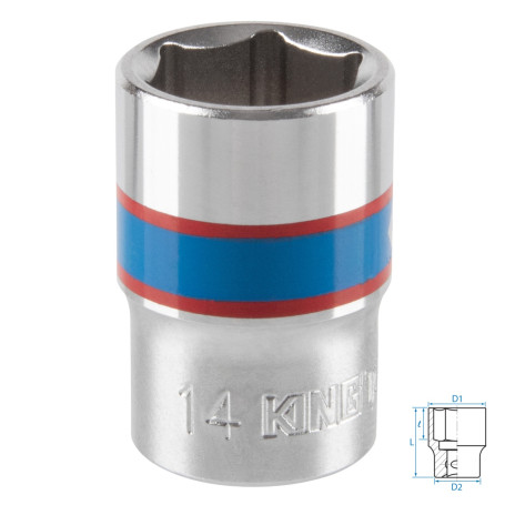 Головка торцевая стандартная шестигранная 3/8", 14 мм KING TONY 333514M