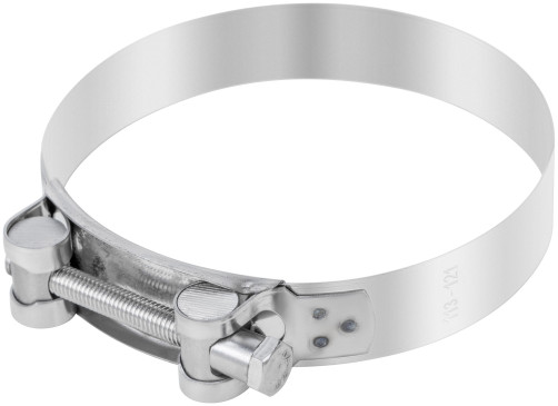 The clamp is a crimping power hinge, stainless steel.steel 113-121 mm