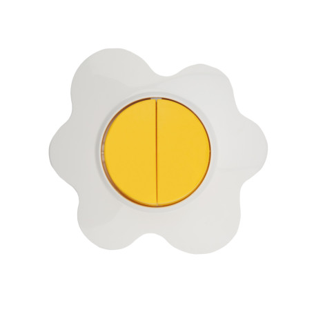 Two-key switch KRANZ HAPPY Scrambled eggs hidden installation, yellow/white