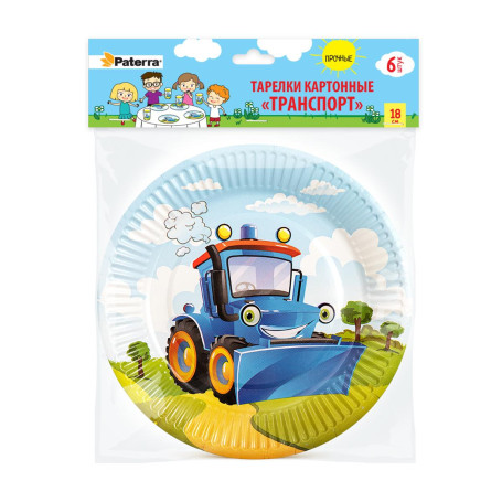 Paper plates 180mm TRANSPORT, 6 pcs. per pack, PATERRA / 50 pcs.