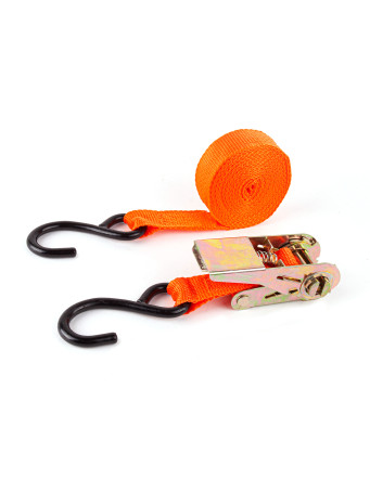 Belt (tie) for securing cargo 2.5 cm x 5 m with additional hooks and a quick clip in a blister