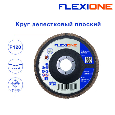 Flat petal circle 115x22.2 mm P120 Flexione, 10 pcs.
