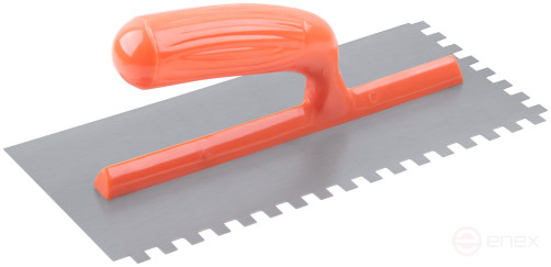 Гладилка стальная с пластиковой ручкой, 280х130 мм зубчатая, зуб 8х8 мм