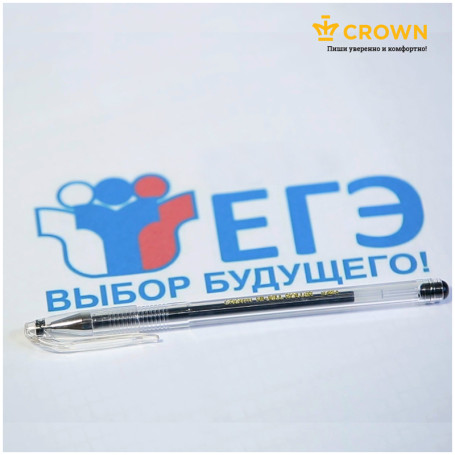Ручка гелевая Crown "Hi-Jell" черная, 0,5мм, штрих-код, европодвес