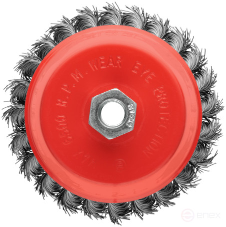 Cup holder, M14 nut, 125 mm twisted steel wire, blister