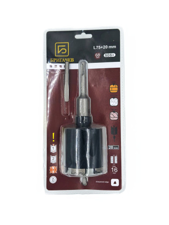 Коронка алмазная Бригачев Skole 82 мм с хвостовиком SDS plus, 7 зубьев BRG-DHS082