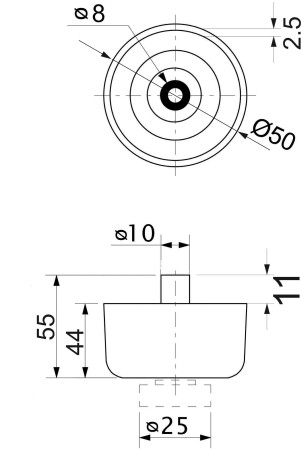 Опора меб. пласт. WPJA-22 h44 регул. черный AKS