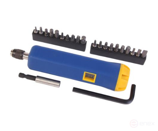Отвертка динамометрическая 1/4" с набором бит и адаптеров в кейсе JTC