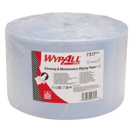 WypAll® L20 Cleaning material for multifunctional use - Jumbo Roll - Extra Wide / Blue (1 Roll x 1000 sheets)