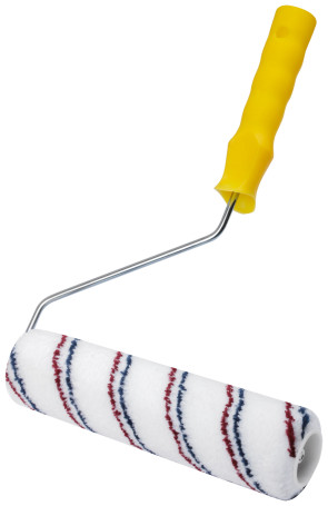The roller is microfiber, white with red and blue stripes, dia. 40/63 mm; pile 12 mm, 230 mm