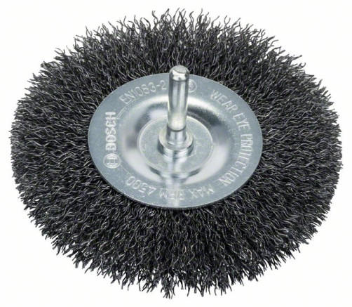 Disc brush with wavy steel wire, 100x0.3 mm 100 mm, 0.3 mm, 10 mm