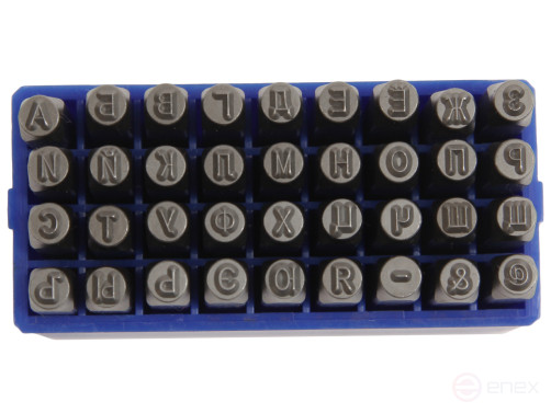 The stamps are letter Cyrillic letters of 3mm (HRC 60+-2 degrees. DIN 1451) JTC