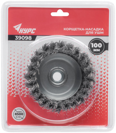 Корщетка-чашка, гайка М14, стальная витая проволока 100 мм, блистер