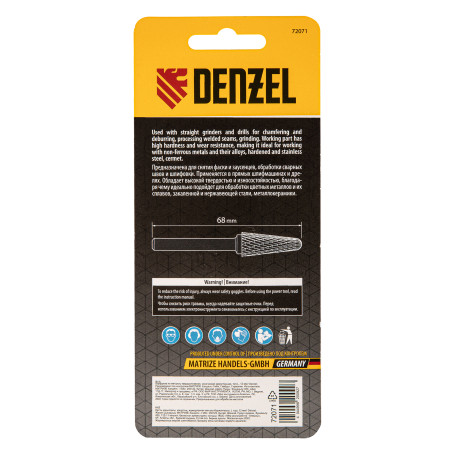Borehole for metal, carbide, conical rounded, type-L, 12 mm// Denzel