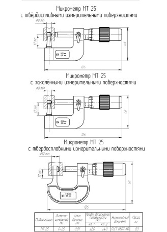 Tube micrometer MT 25 cl.2, with verification