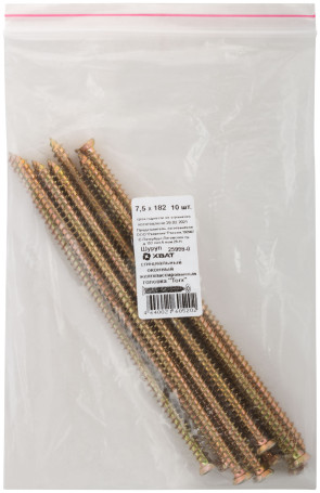 Special/window screw, yellow-massaged, Torx head, 7.5 x 182, (packing of 10 pcs)