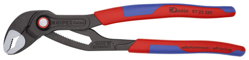 KNIPEX COBRA® QuickSet adjustable pliers with a lock, quick installation, 50 mm (2"), turnkey 46 mm, L-250 mm, gray, 2-k handles