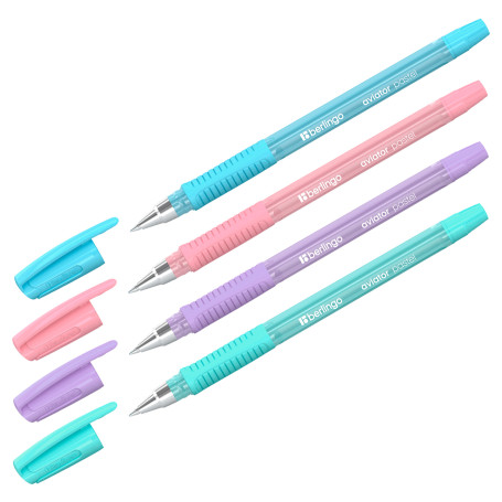 Berlingo "Aviator Pastel" ballpoint pen blue, 0.7 mm, grip