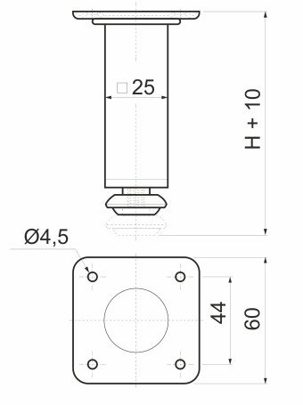 Опора меб. мет. D-737-3 h100 с регул. белый AKS