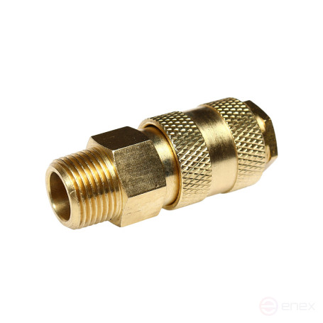 Быстроразъем пневматический ER-BSE1-3SM:с клапаном с наружной резьбой 3/8" (латунь) ЭВРИКА /1/10
