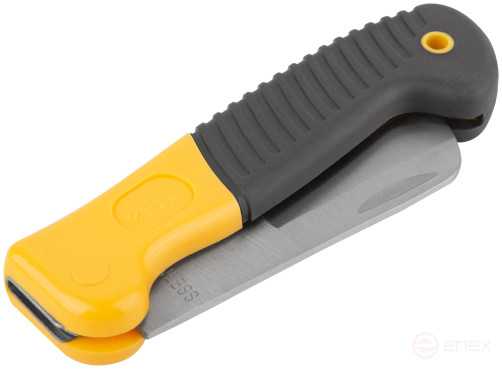 Нож электрика складной нержавеющий Профи, прямое лезвие 80 мм, прорезиненная ручка