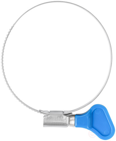 Knurled crimping clamp with key, 9 mm wide, stainless steelsteel 50-70 mm