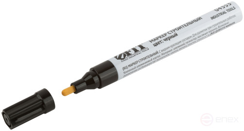 Маркер строительный с жидким красящим составом, алюминиевый корпус, черный