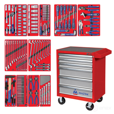 Set of tools "MASTER" in a red cart, 205 items MASTER 52-06205R