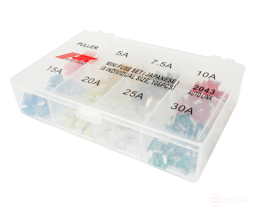 Fuse 5-30A mini (Japanese car) 105 pcs. in the JTC box