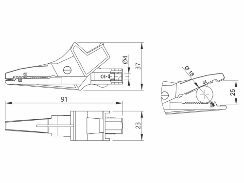 Зажим "Крокодил" изолированный красный K02