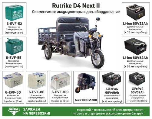 Грузовой электротрицикл Rutrike D4 NEXT II 60V1500W, зеленый