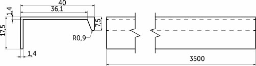 Handle meb. overhead alum. INSIDE 3500 brushed chrome, AKS