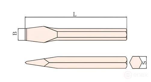 Chisel flat 6-faceted 500x35 intrinsically safe alloy AlCu 232-1018, HORTZ