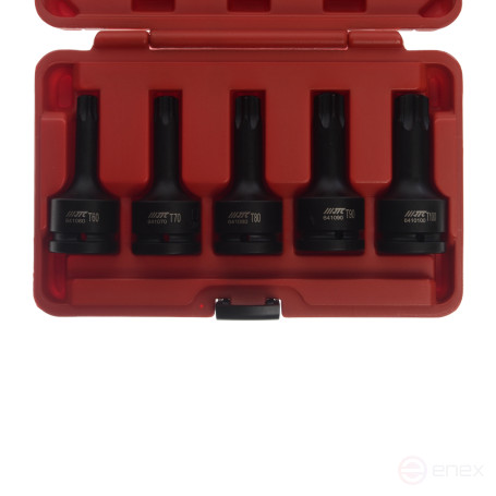 Набор головок торцевых 3/4" TORX (Т60-Т100) ударных L=100мм 5 предметов в кейсе JTC