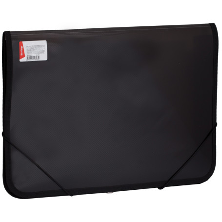 Berlingo elastic band folder, A4, with fabric edging, 600 microns, black