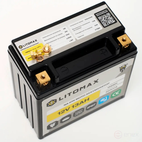 Sodium Starter Motorcycle Battery LITOMAX Na+ 12.4V 13Ah 220CCA YTX14A R+