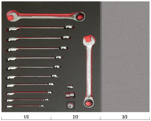 Fit&Go Набор комбинированных ключей с храповиком в ложементе 8 - 22 мм, 15 шт