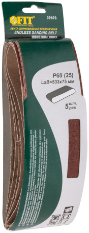 Endless sanding belts, water-resistant, fabric-based, 5 pcs., 75x533 mm P 60