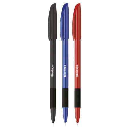 Berlingo "Metallic Pro" ballpoint pen blue, 0.7 mm, grip