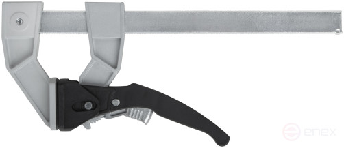 Струбцина рычажная быстрозажимная, усилие сжатия 200 кг, рычажный храповый механизм, металлический корпус, Профи, 90 х 200 мм