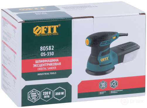 Eccentric grinder 350 W; 3000-13000 rpm; 125 mm; 1.5 kg; Velcro; plastic. container; box